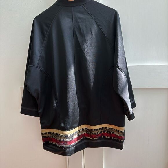 Roberto Cavalli, black red and gold zip up three-quarter sleeve jacket - Picture 16 of 17